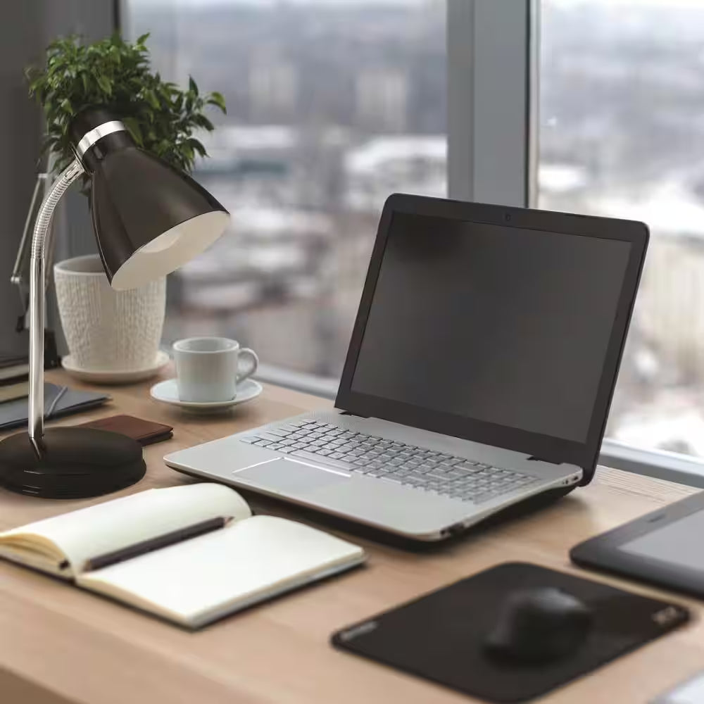 13 In. Black Classic Desk Lamp with LED Light Bulb Included