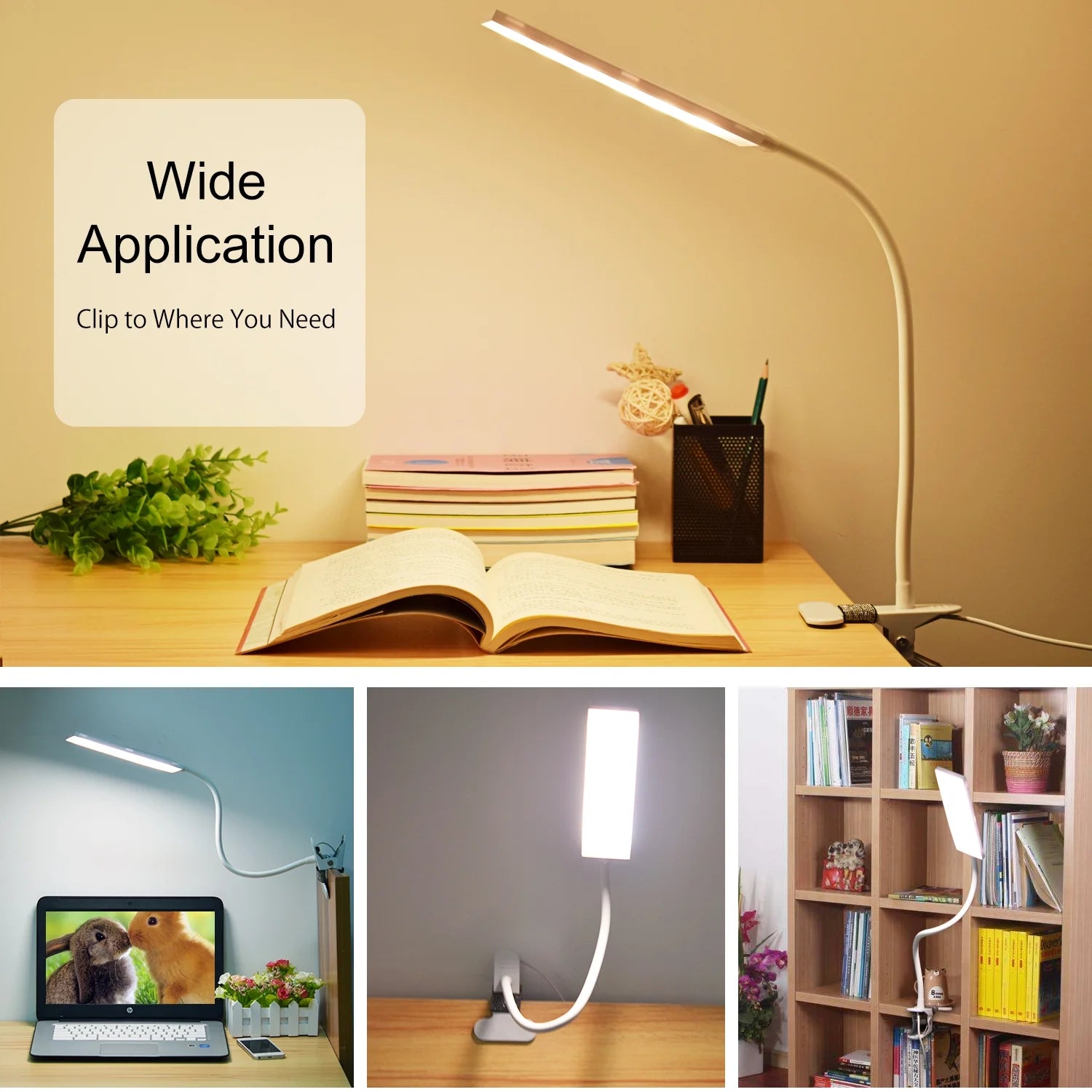 5W Adjustable Clamp Desk Lamp with USB Port