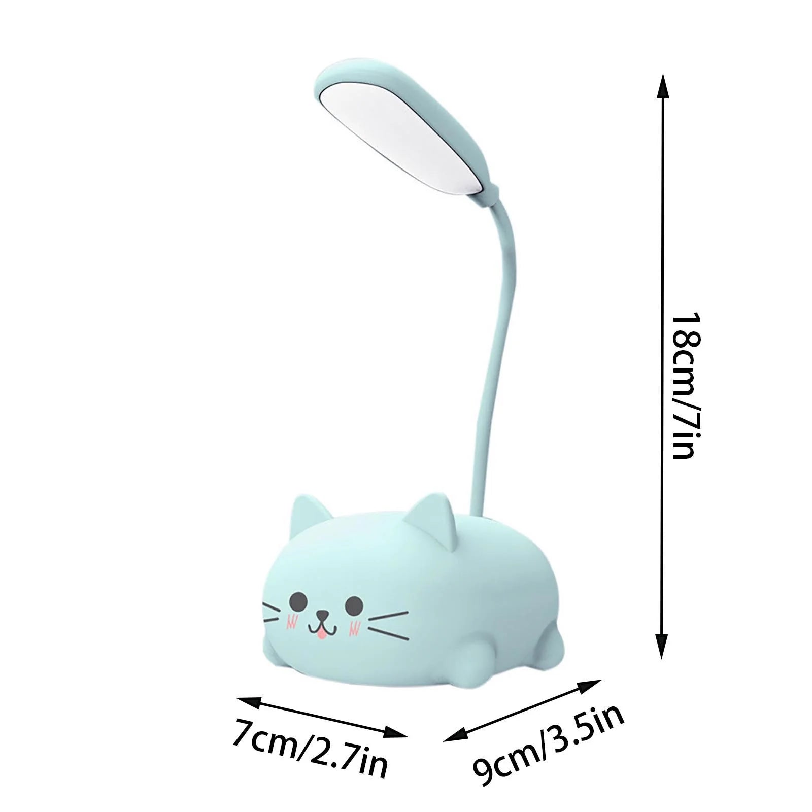 Kids Lamp LED Desk Lamp for Kids Cute Cat Lamp Kawaii Desk Accessories Flexible Gooseneck Eye-Care Cartoons Small Desk Lamp Girls Gifts