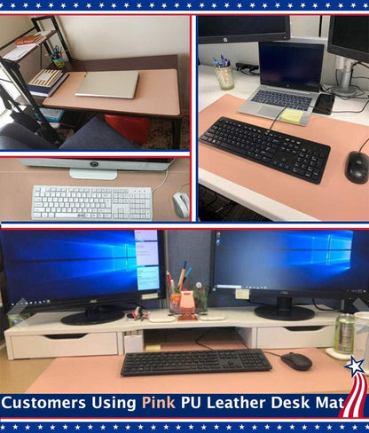 Desk Protector Blotter Pad on Top of Desks PU Leather Office Desk Writing Mat Computer Laptop Gaming under Keyboard Mouse Pad Desk Decor Accessories Organizer for Women Men Kids Black 16 X 32 Inches