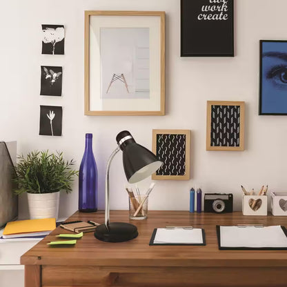 13 In. Black Classic Desk Lamp with LED Light Bulb Included