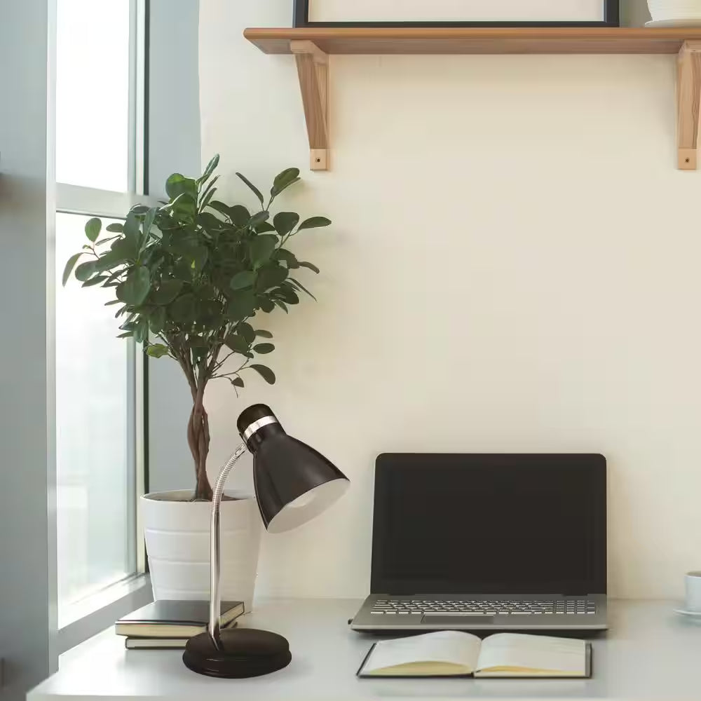 13 In. Black Classic Desk Lamp with LED Light Bulb Included