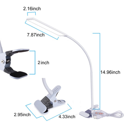 5W Adjustable Clamp Desk Lamp with USB Port