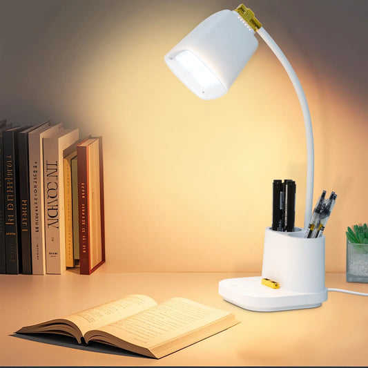 LED Desk Reading Lamp with USB Charging Port,Desk Lamps for Home Office,Stepless Dimming Desk Light with 5 Color Modes,Eye Caring Office Lamp ,Touch Control Study Lamp